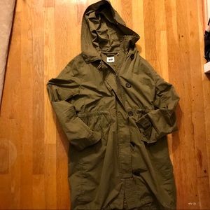 Uniqlo olive green lightweight long jacket - S